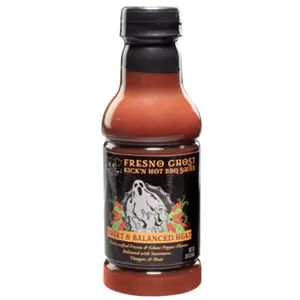Tony Piggs Hot BBQ Sauce Fresno Ghost Flavor (19oz)- Great Condiment Topping for Wings, Ribs & Burgers at Parties - Barbecue Sauce w Hot Sauce Heat from Fresh Peppers - Grilling Gift for Fathers Day