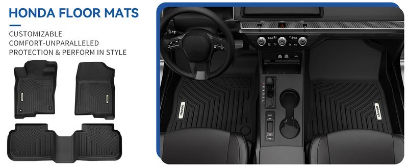YITAMOTOR Floor Mats for Honda Civic Sedan 2022-2025 Custom Fit Black All Weather Front & Rear Row Trunk Liners Car Floor Mats Set Easy to Clean Odorless TPE Material