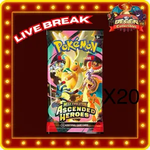 Pokemon X20 Ascended Heroes Packs - Mega Evolution Edition with 10 Additional Game Cards for Collectors