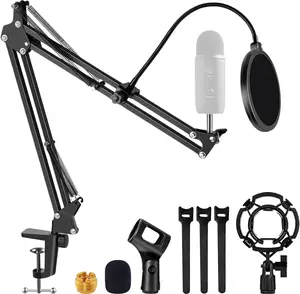5 Core Boom Microphone Arm Stand 16" Upgraded Adjustable Suspension Scissor Mic Holder with Pop Filter Shock Mount 3/8" - 5/8" Adapter – ARM SET 16