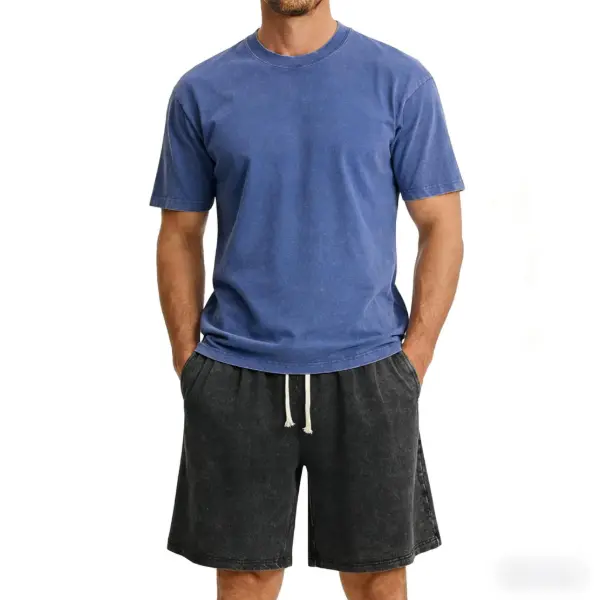 Blue + washed shorts, black