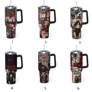 Motley Crue 40oz Tumbler With Handle – Rock Band Insulated Travel Mug, Stainless Steel Cup, Gift for Fans