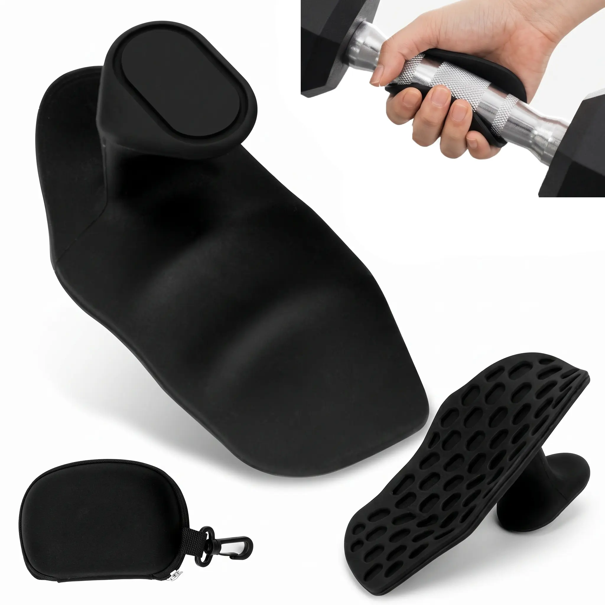 Unisex Anti-Slip Silicone Gym Grip Pads - Palm-Fit Shape Weightlifting Accessories with Palm Protection, Portable Storage Case, Suitable for Dumbbells, Pull-Ups