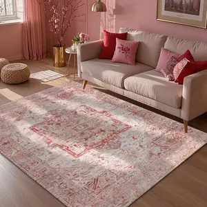 Floral Pattern Rug, Non-slip Soft Floor Mat, Decorative Carpet for Home Living Room Bedroom, Home Decor