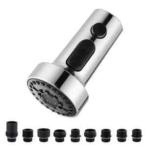 WOWOW 3 Function Kitchen Faucets Head Replacement with 9-Adapters in Polished Chrome