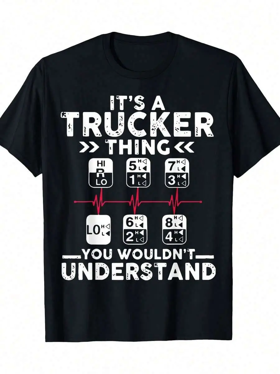 It's Trucker Thing Shirt Truck Gear Shift Pattern T-Shirt 100% Cotton for Casual Wear & Truck Enthusiasts