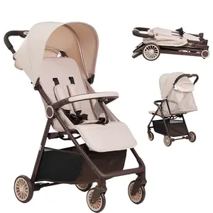 Lightweight and portable one-button folding stroller, quick folding system, mini size makes travel convenient, portable infant stroller (can be turned into a suitcase for dragging), anti-skid wheels with large capacity basket, a must-have for travel