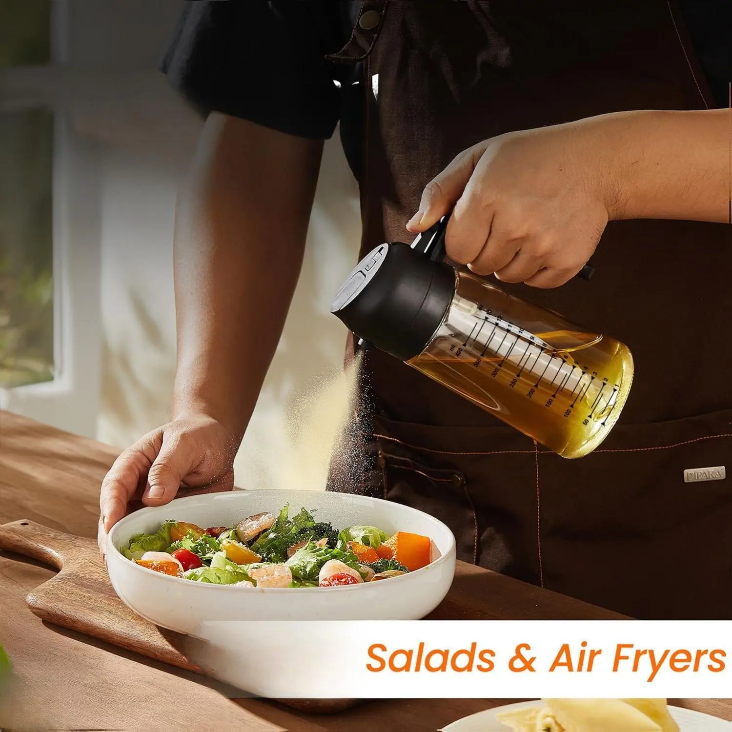 ティップネス　スリムタッチ TrendPlain 16oz/470ml Glass Olive Oil Sprayer for Cooking - 2 in 1