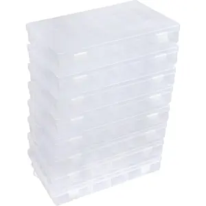 8 PCS 36 Grids Bead Organizer Box Plastic Box Clear Box Organizer 3600 Tackle Box Organizer Bead Containers Plastic Organizer Compartment Organizer Box Jewelry Earring Organizer (8 Pcs)