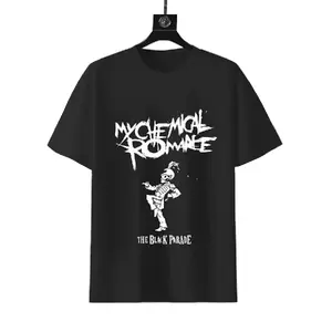 Vintage My Chemical Romance The Black Parade Marching Skeleton Soldier Graphic Casual Short Sleeve Cotton T-Shirt for Men Women Emo Rock Band Retro Album Loose Fit Tee Top Tropical Tropical