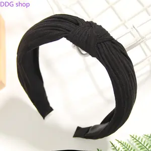 Women's Korean-Style Solid-Color Knitted Wide-Brimmed Knotted Fabric Accessory, Sports Headband for Face Washing & Daily Grooming, Headbands for Women