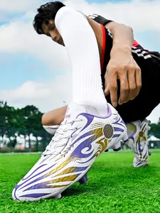 1 Pair Mens Womens Competition Football Shoes Breathable Fabric Flexible pivot Wear-Resistant Grip Long Stud Multi-Ground Training Cleats