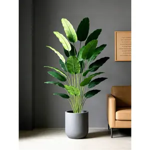 85- 115cm Large Artificial Bird of Paradise Leaf, Tropical Simulated Banana Leaf, Extra Large Plastic Palm Plant Leaf, Realistic Tree Leaf, for Home and Garden Decoration, does not include a flowerpot, single piece, suitable for Valentine's Day, birthdays