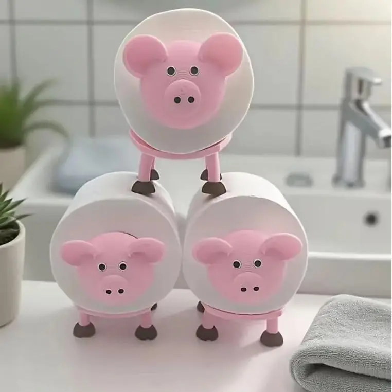 2026 Viral Funny Pig Tissue Holder – Cute 3D Printed Toilet Paper & Kitchen Roll Holder, Lovely Quirky Home Decor