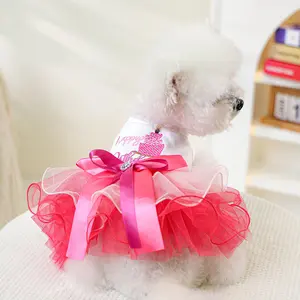 Pet Dog Small Breed Autumn New Birthday Tutu Dress Costume Outfits, Teddy Bichon Pomeranian Shih Tzu Poodle Clothes, Cute Pet Clothing for Dogs