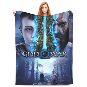 God Of War Flannel Blanket Cozy Game Throw Soft Warm Bedding Couch Blanket Travel Blanket Outdoor Blanket for Gamers, Teens, Adults, Bedroom, Living Room, Movie Nights, Road Trips