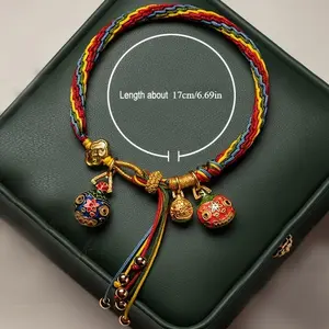 Charming Handcrafted Colorful Braided Rope Bracelet with Chinese Wealth-Attracting Beast Pendant - Perfect Gift for Her(Sheets)