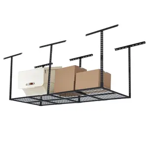 GARVEE Heavy Duty Adjustable Garage Ceiling Storage Racks, 96'' x 36'', Made of Durable Cold Rolled Steel for Efficient Space Utilization and Secure Overhead Storage