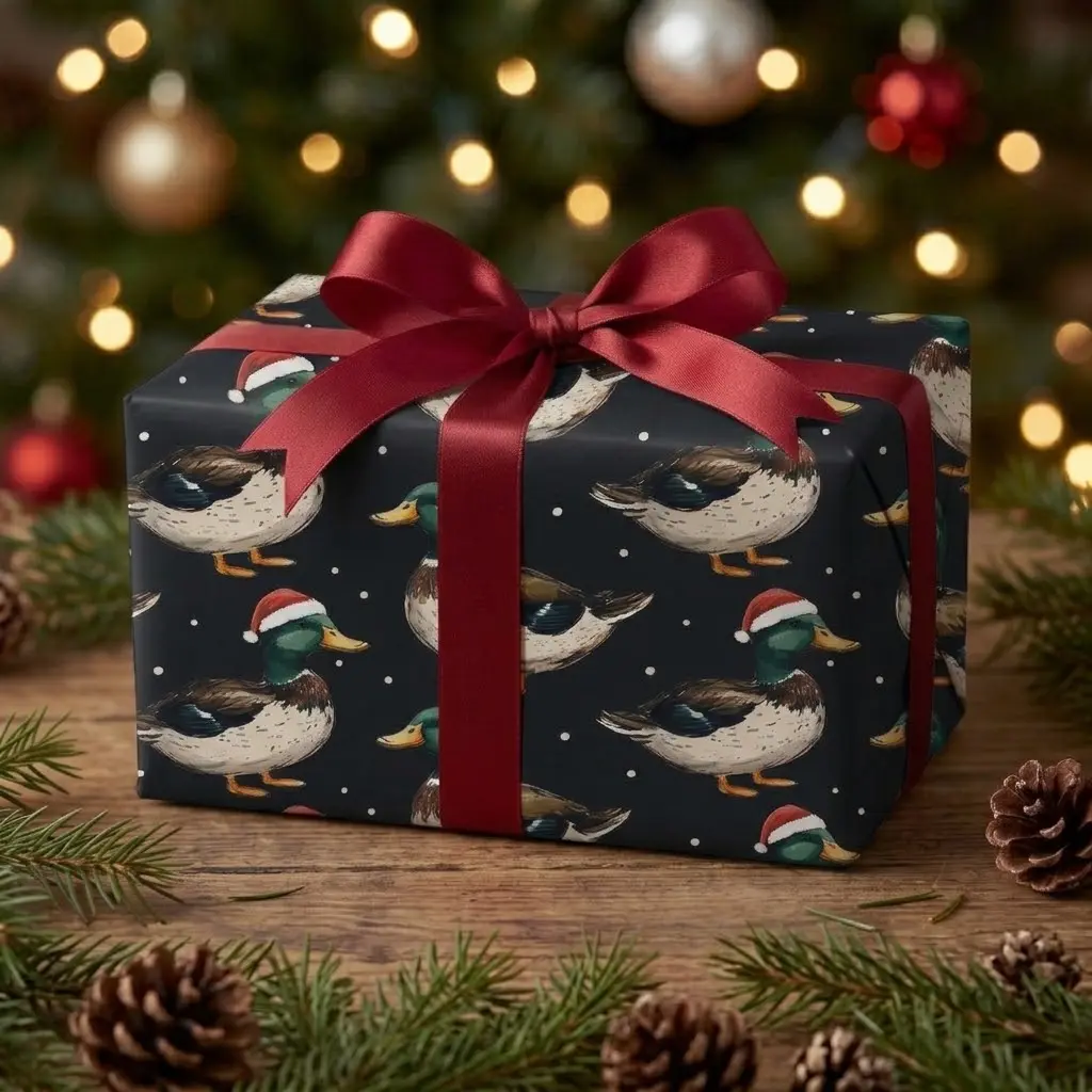 [Sale Up To 30%] Mallard Duck Wrapping Paper, Duck Hunting Gift Wrap, Christmas Gift for Men, Premium Gift Wrapping Paper Roll
