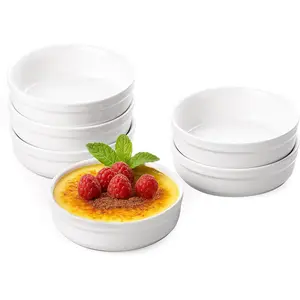 Creme Brulee Ramekins - 6 oz Oven Safe Ramekins for Baking, Souffle, Desserts, Classic Ceramic Creme Brulee Dishes, Set of 6