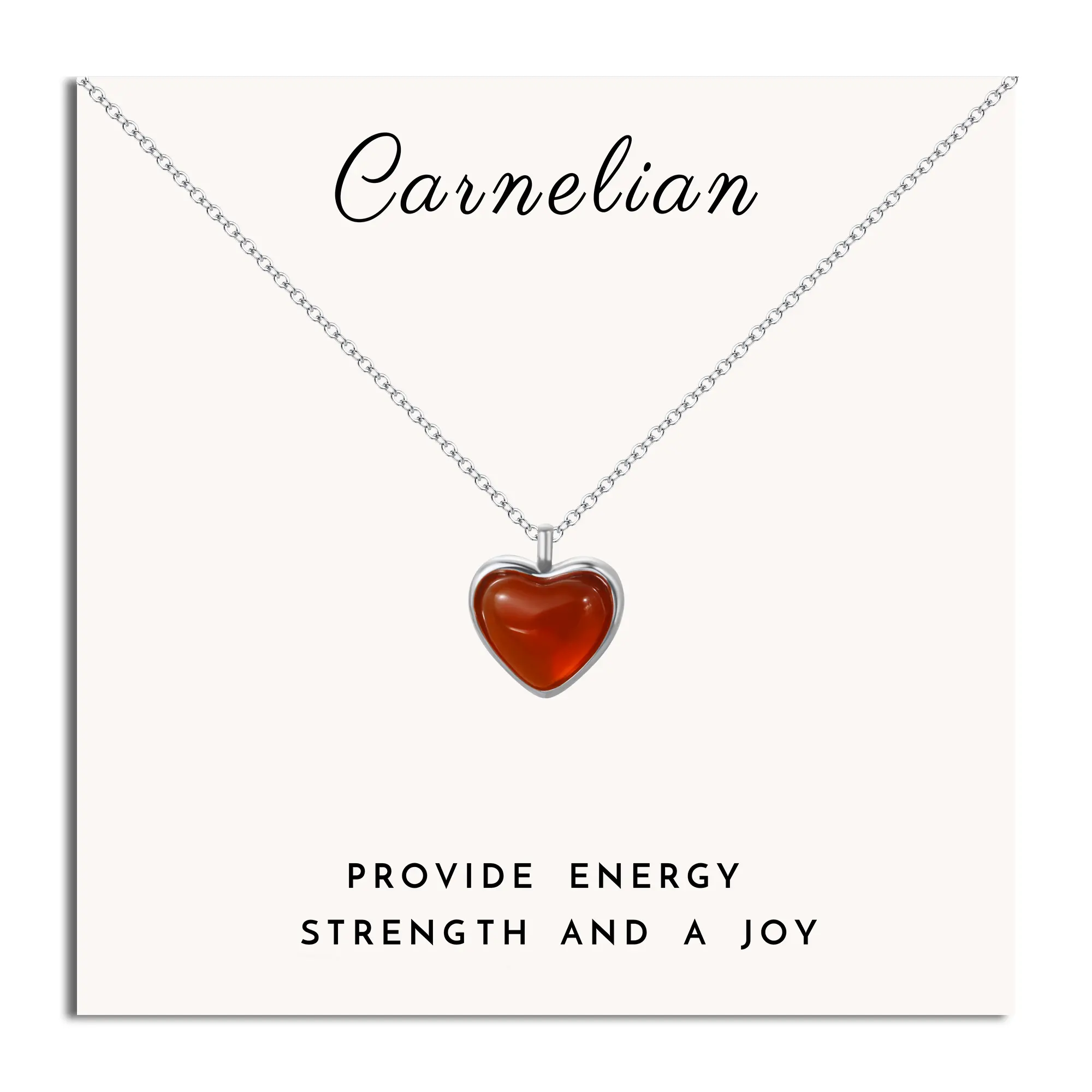 Smilebelle Women's Heart Shape Pendant Jewellery - Stainless Steel with Gold/Silver-Tone Adjustable Chain, 3 Gemstone Options (Carnelian, Moonstone, Obsidian), Casual Everyday Wear - Ideal Anniversary Gift for Her