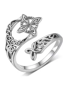 Vintage Celtic Knot Ring Witchcraft Adjustable Open Hecate Ring Pagan Wicca Circle Amulet Jewelry for Women Casual Style All Seasons