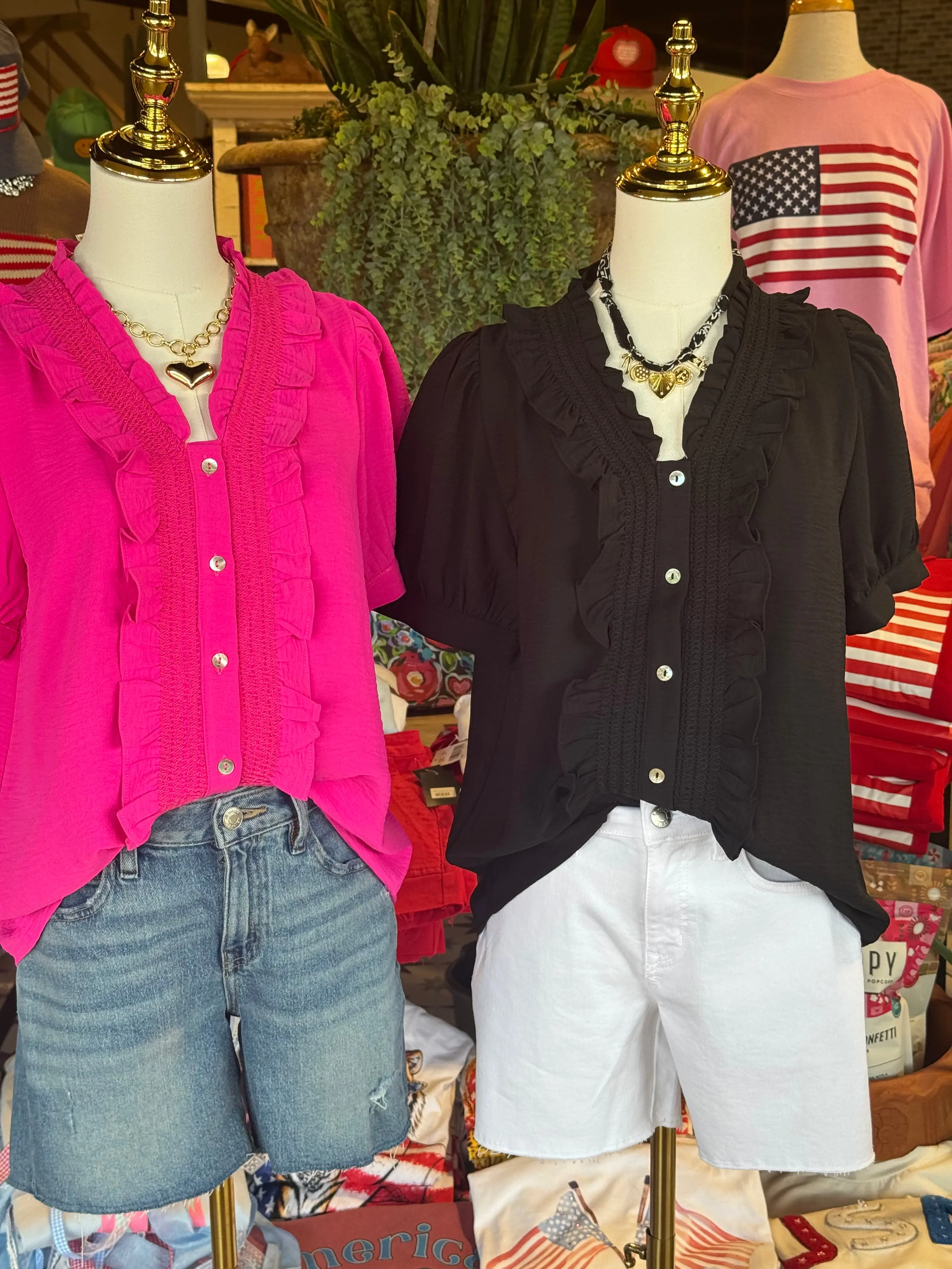 Women's Kelly Marie Crinkle Blouse - Lightweight Polyester Fabric, Black & 1 Additional Color Option, Blouses