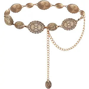 Western Metal Concho Belt for Women Cowgirl Chain Belts for Dresses Jeans Country Concert OutfitGift