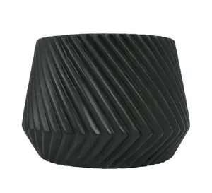 6 in Black Ceramic Ridge Planter