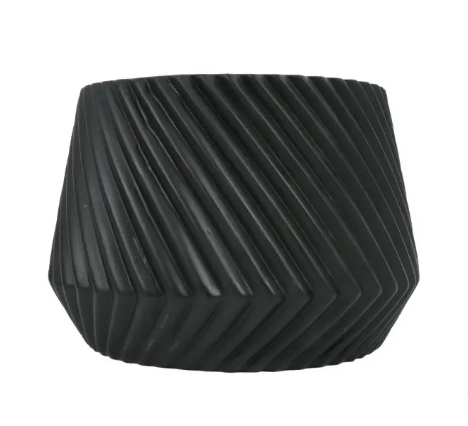6 in Black Ceramic Ridge Planter