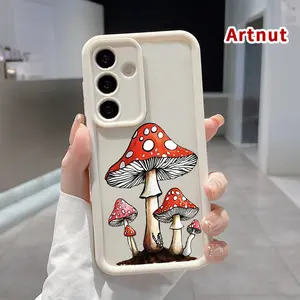 Soft Phone Case Compatible with Samsung Galaxy S23 Ultra S24 Plus S25 S22+ Plus Shockproof Drop Protection Rugged Durable Mystical Red Mushrooms Silicone Cover
