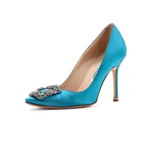 Pre-owned Manolo Blahnik Women's Hangisi Pumps Satin 90 by Rebag