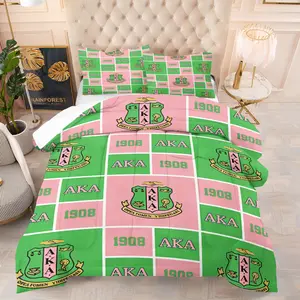 Alpha Kappa Alpha Sisters Element Design Comforter Set,Soft and Comfortable Bedding Set,Suitable for Bedroom and Dormitory Decoration for Teenagers,and Adults,Includes 1 Quilt and 1 or 2 Pillowcases without Core