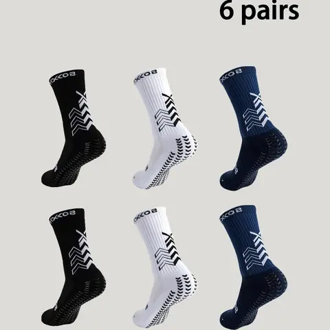 6 Pairs Anti-slip Grip Non Slip Socks Sports Fit Active Socks Men Women Football Socks Basketball Socks Breathable Outdoor Sport Climbing Hiking Cycling Socks Soccer Socks Sports Athletic Socks Grippy Socks