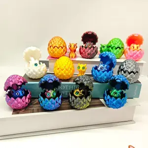 Easter Basket Stuffers for Teens, 10PCS Mini 3D Printed Dragon Eggs with Dragons Inside, Cool Gradient Easter Eggs Fidget Toys, Easter Gifts for Kids