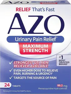 Urinary Pain Relief Maximum Strength, FSA/HSA Eligible, Fast relief of UTI Pain, Burning & Urgency, Targets Source of Pain, #1 Most Trusted Brand, 24 Tablets