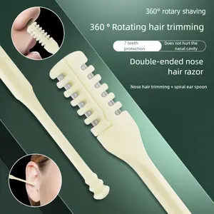 Today's Special Offer!! 6pcs Set 2-in-1 Nose Hair Trimmer with 360° Rotating Dual-Sided Nose Cleaner, Portable Manual Nasal Hair Removal Tool with Ear Picks, Suitable for Men and Women