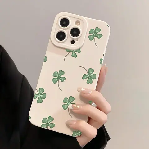 Clover Pattern Phone Case, Anti-drop Cellphone Protective Case, Total Protective Shockproof Mobile Phone Cover for Smartphone iPhone 11 12 13 14 15 16 Series Casing