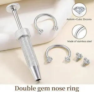 6Pcs Crystal Nose Ring Hoop Set, 316L Medical Grade Titanium Steel Horseshoe Nose Piercing Jewelry