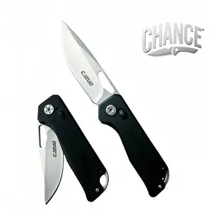 8.1 inch Knife Button Lock Pocket Knife for Men D2 Steel Blade and Black G10 Handle for Work Outdoor Hinking Camping