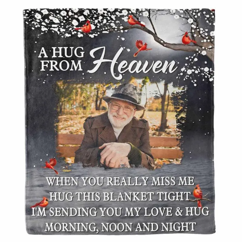 Custom memorial blanket with photo to commemorate the loss of a loved one, express love, personalized sympathy blanket, gift for loved ones who have lost a father, mother, husband, wife, friend