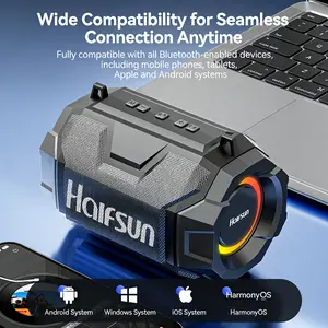 Portable Bluetooth Speaker, Waterproof Wireless Speaker with TWS Stereo, AI Voice Control, RGB Lights, Dual Diaphragm, Support USB/TF Card, for Outdoor Camping, Home, Party, Compatible with iOS/Android/Windows