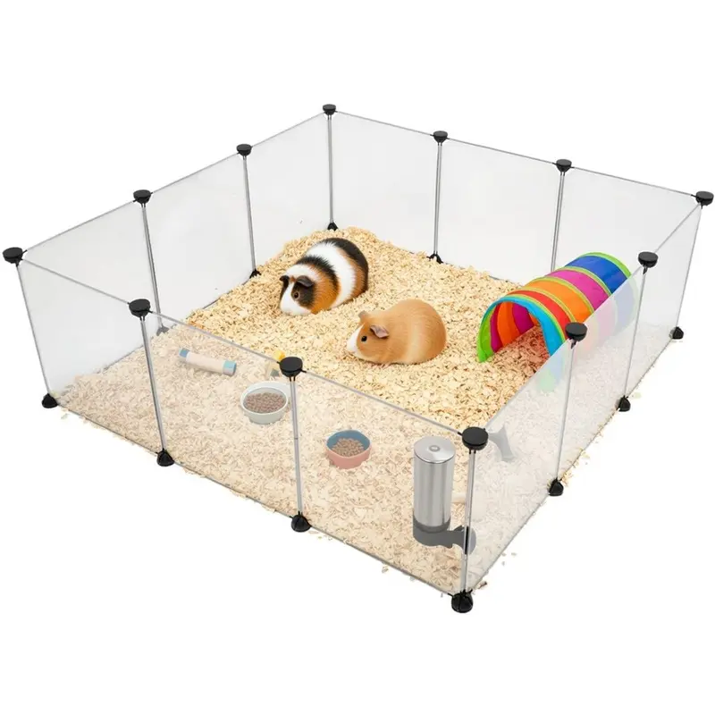 Portable Large Plastic Yard Fence for Small Animals - Expandable DIY Bunny Enclosure for Rabbits, Hamsters