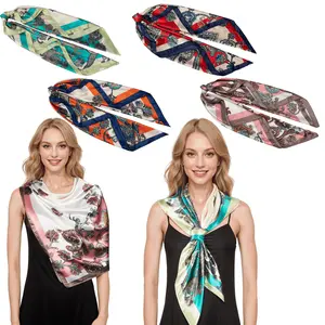 4/3Pcs 35” Satin Large Square Head Scarves, Polyester Neck Scarf Hair Sleeping Wraps Scarfs for Women Perfect for Matching Any Outfits In Daily Life, Parties, Weddings, Traveling, Ceremonies and Cool Evening