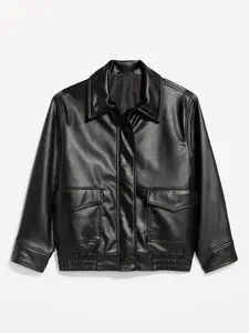 Old Navy Women's Oversized Faux-Leather Bomber Jacket