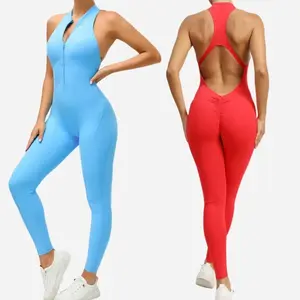 Fitness yoga clothes Seamless Yoga Set Jumpsuits One-Piece Zipper Sports Fitness Female Gym Fitness Beauty Back Running Training Tracksuits for Women two-piece set woman  piece  workout girl sport bra breathable comfortable sport outfit underwear winter