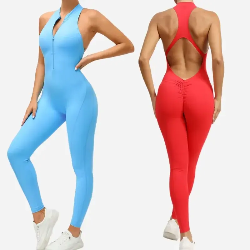Fitness yoga clothes Seamless Yoga Set Jumpsuits One-Piece Zipper Sports Fitness Female Gym Fitness Beauty Back Running Training Tracksuits for Women two-piece set woman  piece  workout girl sport bra breathable comfortable sport outfit underwear winter