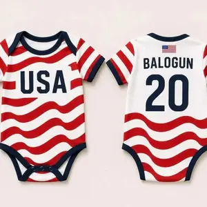 Custom USA Baby Soccer Bodysuit, Personalized USA Football Onesie, Custom Name Number Infant Fan Gift, USA Baby Jersey