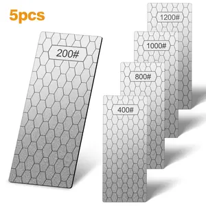 5pcs Diamond Sharpening Stones, Knife   sharpener  Stone for Scissors, Knives, and Outdoor Tools, Diamond Sharpening Plate with Honeycomb Surface, 200/400/800/1000/1200 Grit
