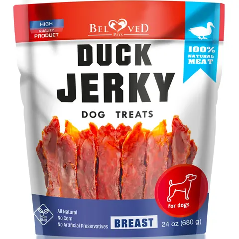 Beloved Pets Duck Jerky Dog Treats - Natural High Protein Grain-Free Dried Meat Strips - Ideal Training Chews for Small & Large Dogs, Grain-Free Treat